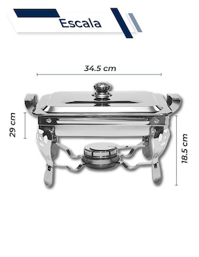 Chafer bufetera de acero inoxidable RD Royal Cook 1 compartimento