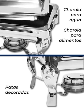 Chafer bufetera de acero inoxidable RD Royal Cook 1 compartimento