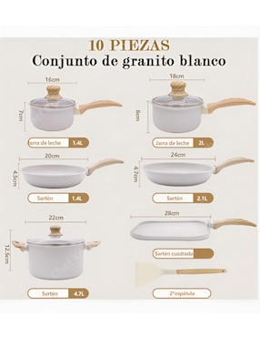 Batería de cocina Xtellar de aluminio antiadherente convencional 10 piezas