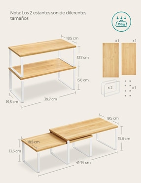 Estante de acero con bambú Songmics Home Bystro MKCS200W01