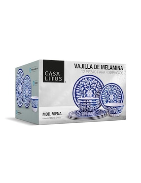 Vajilla cerrada Casa Litus de melamina para 4 personas