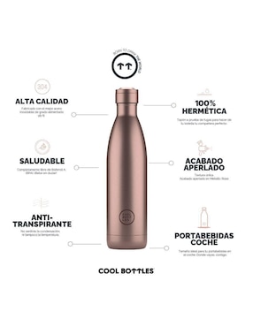 Termo Cool Bottles de acero inoxidable Coolors con tapa rosca 750 ml