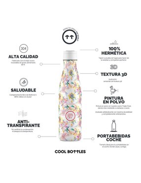Termo Cool Bottles de acero inoxidable Secret Blossoms con tapa rosca 500 ml