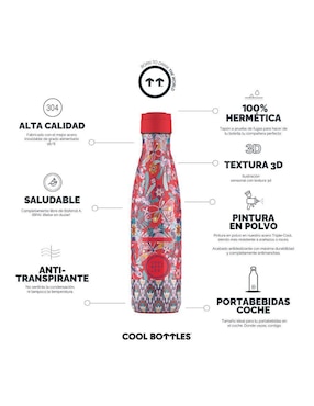 Termo Cool Bottles de acero inoxidable Dragonfly Paradise con tapa rosca 500 ml