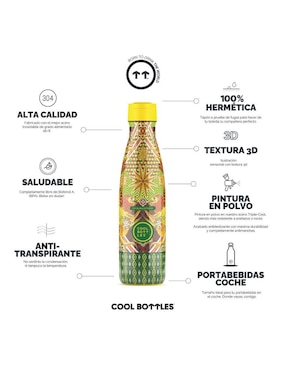 Termo Cool Bottles de acero inoxidable Mystical Lions con tapa rosca 500 ml