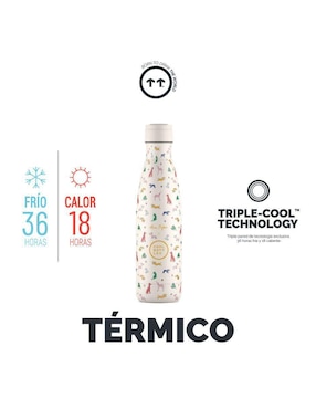Termo Cool Bottles de acero inoxidable Doggie Party con tapa rosca 500 ml