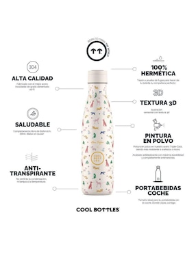 Termo Cool Bottles de acero inoxidable Doggie Party con tapa rosca 500 ml