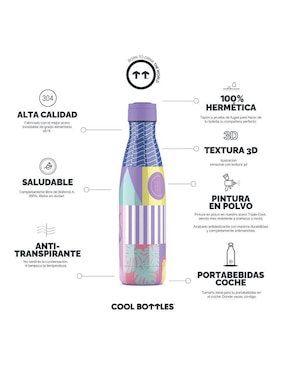 Termo Cool Bottles de acero inoxidable René con tapa rosca 500 ml