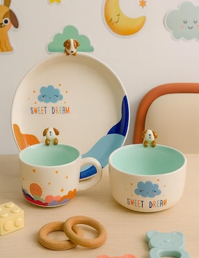 Vajilla infantil Ideen sweet dream blue de cerámica