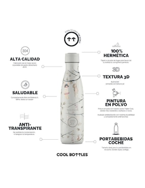 Termo Cool Bottles de acero inoxidable Paula Alenda - Hanging Friends con tapa rosca 500 ml