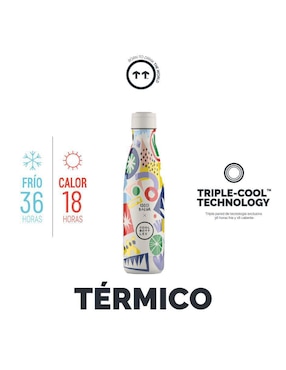 Set termo Cool Bottles de acero inoxidable Eddie Baehr - Electric Garden con tapa rosca 500 ml