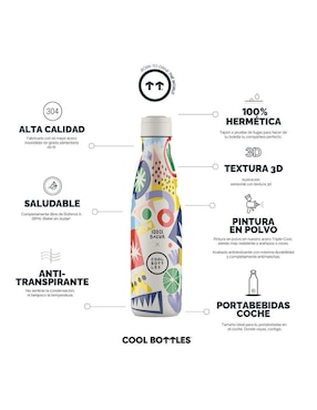 Set termo Cool Bottles de acero inoxidable Eddie Baehr - Electric Garden con tapa rosca 500 ml