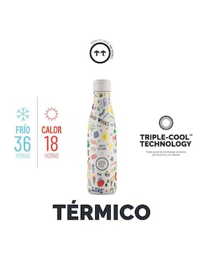 Termo Cool Bottles de acero inoxidable Good vibes con tapa rosca 500 ml