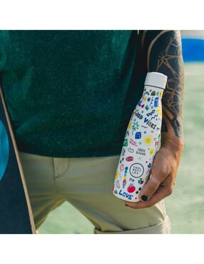 Termo Cool Bottles de acero inoxidable Good vibes con tapa rosca 500 ml