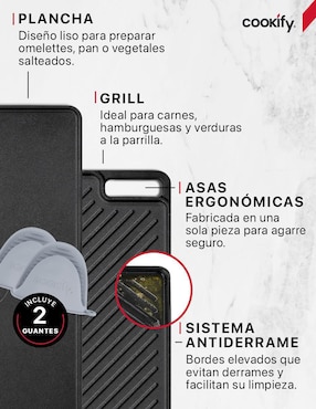 Grill Cookify Plancha grill hierro fundido