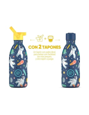 Botella de agua Cool bottles de acero inoxidable Kids galactic ride con tapa rosca 500 ml