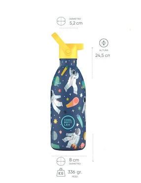 Botella de agua Cool bottles de acero inoxidable Kids galactic ride con tapa rosca 500 ml