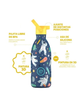 Botella de agua Cool bottles de acero inoxidable Kids galactic ride con tapa rosca 500 ml