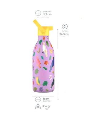 Botella de agua Cool Bottles de acero inoxidable Kids fly free con tapa rosca 500 ml