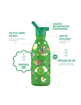 Botella de agua Cool Bottles de acero inoxidable Kids rolling skaters con tapa rosca 500 ml