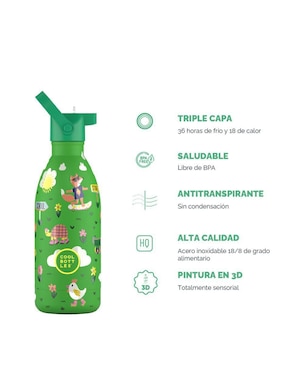 Botella de agua Cool Bottles de acero inoxidable Kids rolling skaters con tapa rosca 500 ml