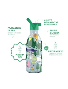 Botella de agua Cool bottles de acero inoxidable Kids outdor adventure con tapa rosca 500 ml