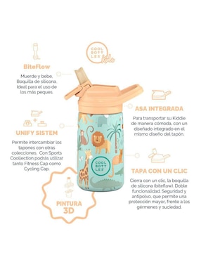 Botella de agua Cool Bottles de acero inoxidable con tapa a prueba de derrame 350 ml