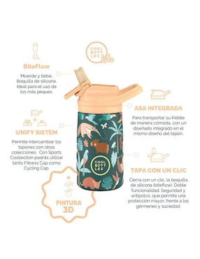 Botella de agua Cool Bottles de acero inoxidable con tapa a prueba de derrame 350 ml
