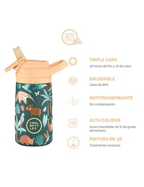 Botella de agua Cool Bottles de acero inoxidable con tapa a prueba de derrame 350 ml