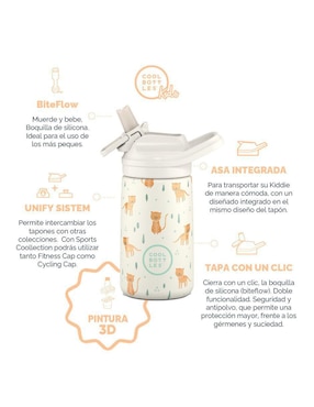 Botella de agua Cool Bottles de acero inoxidable con tapa a prueba de derrame 350 ml