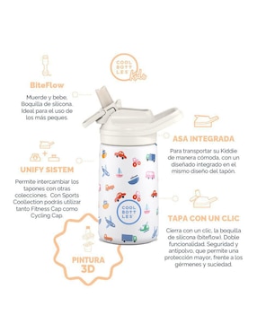 Botella de agua Cool Bottles de acero inoxidable con tapa a prueba de derrame 350 ml