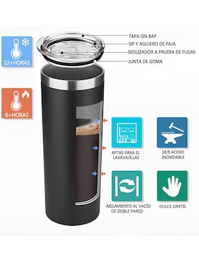 Termo Xtellar de acero inoxidable con tapa flip top 600 ml