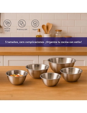 Set bowl Bluelander 5 piezas de acero inoxidable
