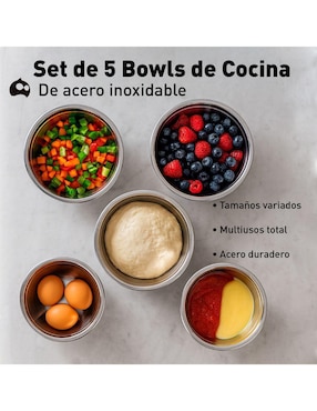 Set bowl Bluelander 5 piezas de acero inoxidable