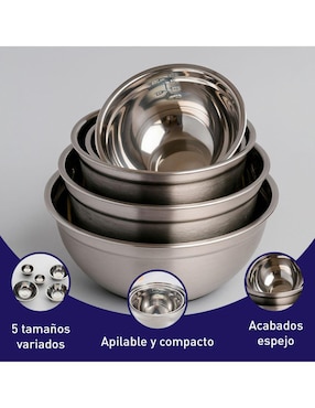 Set bowl Bluelander 5 piezas de acero inoxidable