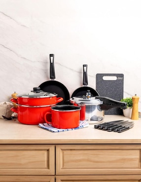 Batería de cocina Ekco Tendencia de acero vitrificado antiadherente convencional 14 piezas