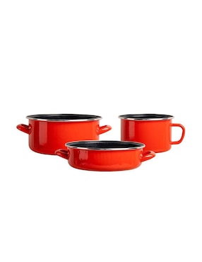 Batería de cocina Ekco Tendencia de acero vitrificado antiadherente convencional 14 piezas