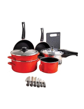 Batería de cocina Ekco Tendencia de acero vitrificado antiadherente convencional 14 piezas