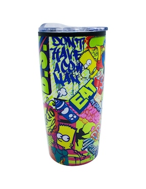 Termo Fun Kids de acero inoxidable Los Simpson con tapa a presión 450 ml