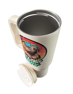 Termo Macarena Brand de acero inoxidable Capibara vives con tapa rosca 1.2 L