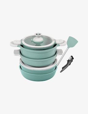 Batería de cocina Jade Cook Jade pop edge de aluminio anodizado antiadherente cerámica 10 piezas