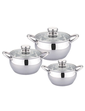 Batería de cocina Haus Roland de acero inoxidable antiadherente combinado 3 piezas