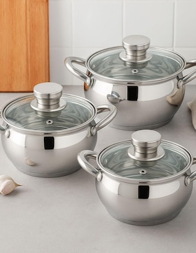Batería de cocina Haus Roland de acero inoxidable antiadherente combinado 3 piezas