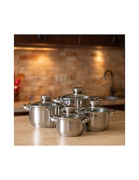 Batería de cocina Haus Roland de acero inoxidable antiadherente combinado 8 piezas