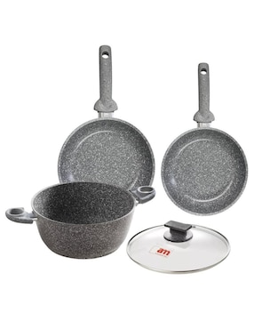 Batería de cocina Accademia Mugnano Cuore di pietra de aluminio forjado antiadherente minerales naturales 4 piezas