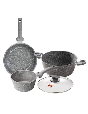Batería de cocina Accademia Mugnano Cuore di pietra de aluminio forjado antiadherente minerales naturales 4 piezas