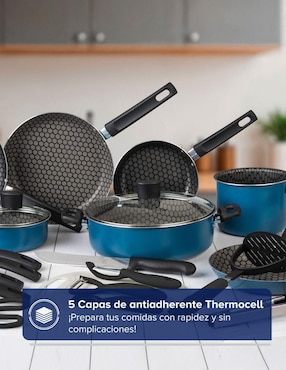 Batería de cocina Cinsa Berlín Serenity de aluminio antiadherente sin PFOA 21 piezas