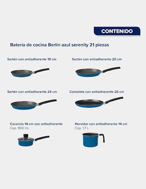 Batería de cocina Cinsa Berlín Serenity de aluminio antiadherente sin PFOA 21 piezas