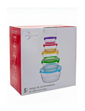 Set de contenedor para refrigerador Xtellar de vidrio 5 piezas