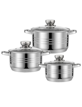Batería de cocina Haus Roland de acero inoxidable antiadherente combinado 6 piezas